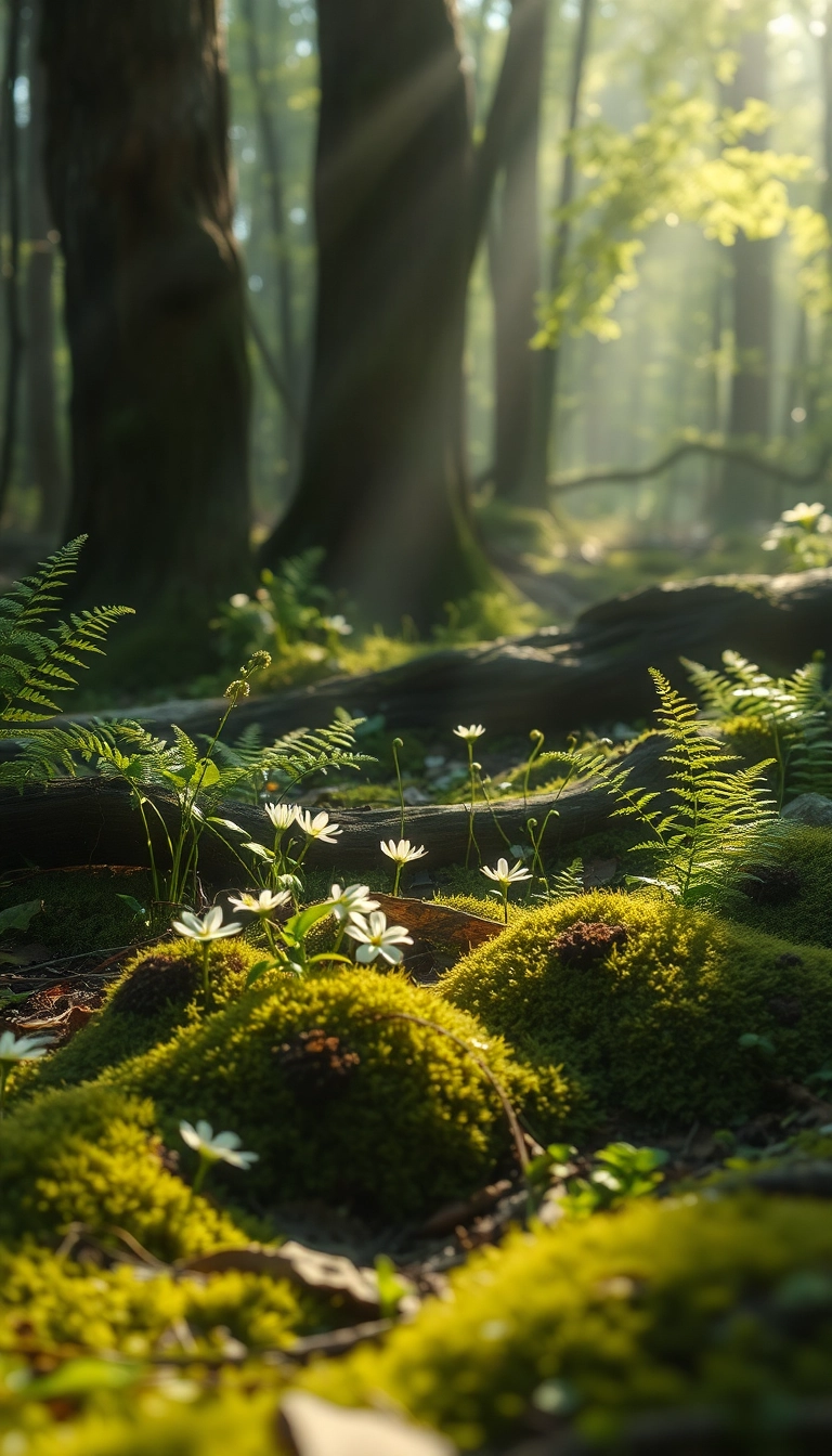 Best Bright AI Spring Forest Floor Phone Sleek Background